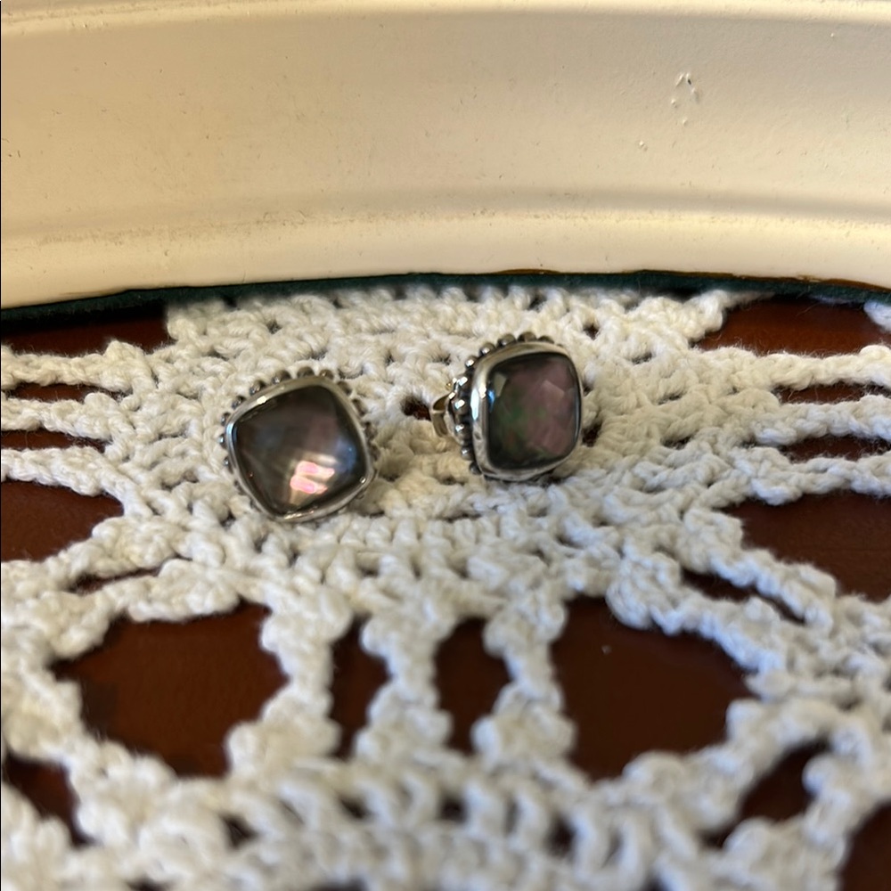 LAGOS Iridescent Black Mother-of-Pearl Square Stud Earrings